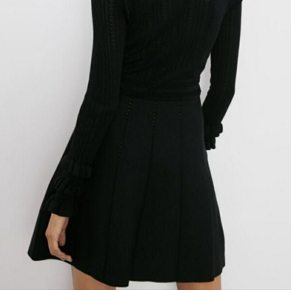 Zara Knit Long Skeevss A-line Black Dress Medim NEW WITH TAGS - Picture 1 of 9